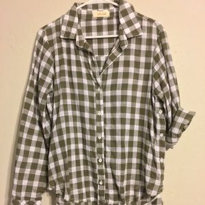 Bella Dahl green gingham button-up